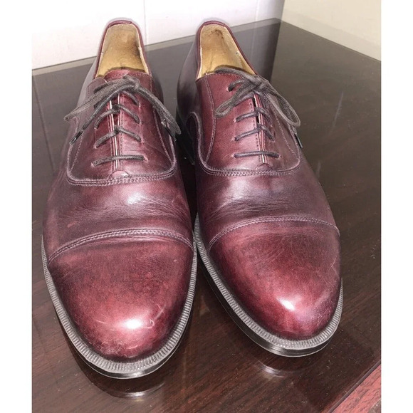 Business Softwear Burgundy Leather Oxford Cap Toe Shoes Size 9 D - Picture 5 of 6
